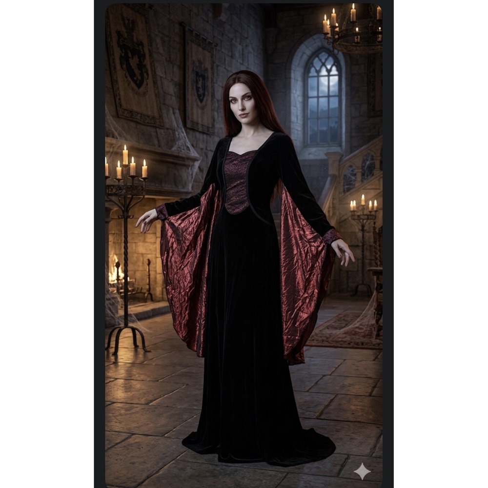 Burgundy Lady Draculas Bride Vampire Costume Women Gothic Vampires Dress Large